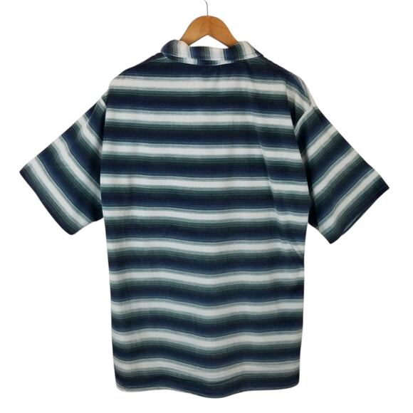 Bugle Boy Men's Velour Striped 1/4 Zip Polo Shirt Blue Green Size Large - Picture 2 of 5